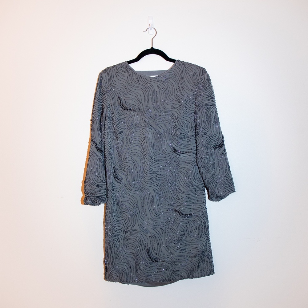 NWT Halston Heritage Sequined Cowl-Back Shift Dress